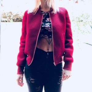 Burgundy honeycomb fabric Bomber